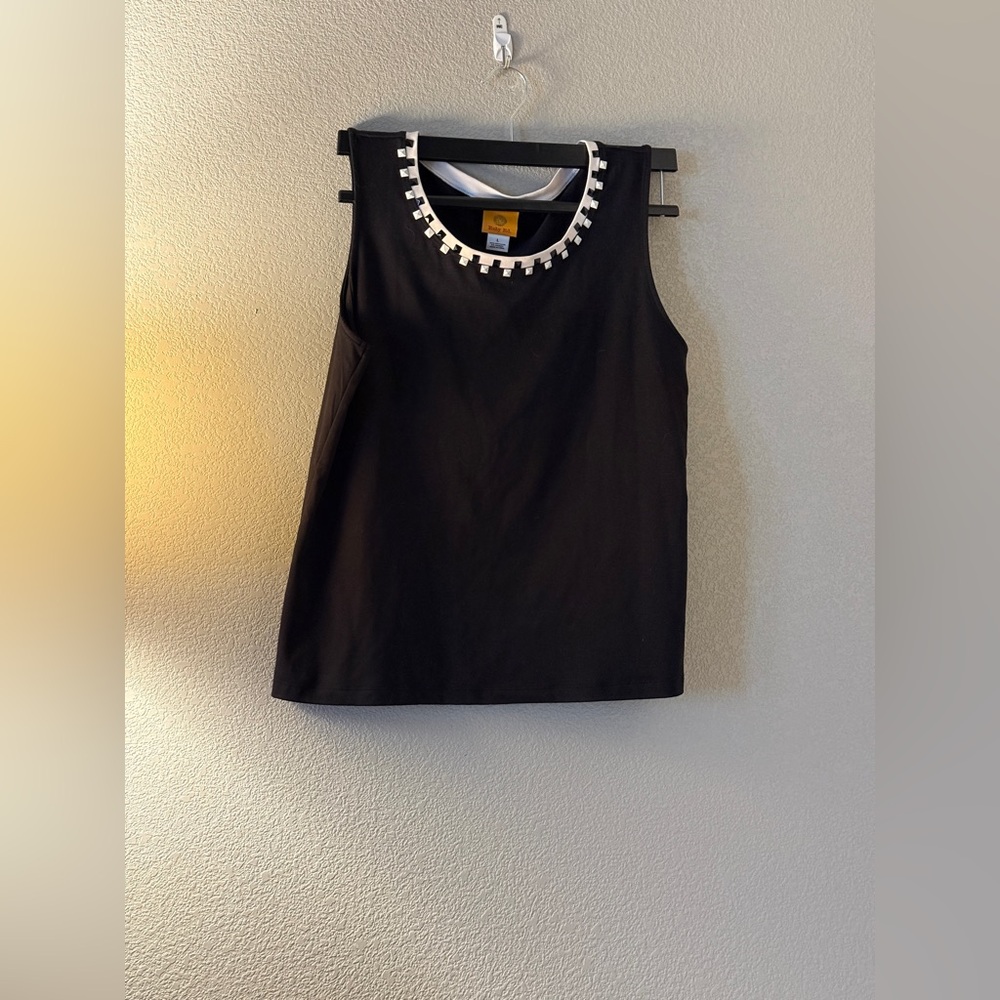Ruby Rd. Black Tank Top with White Accents